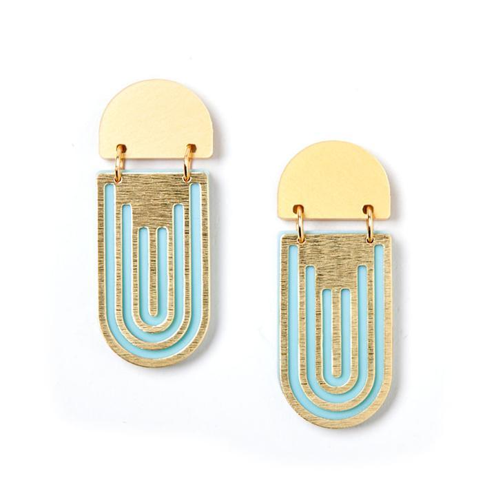 MARTHA JEAN Empire Earrings - Gold/Sage Earrings - Zabecca Living