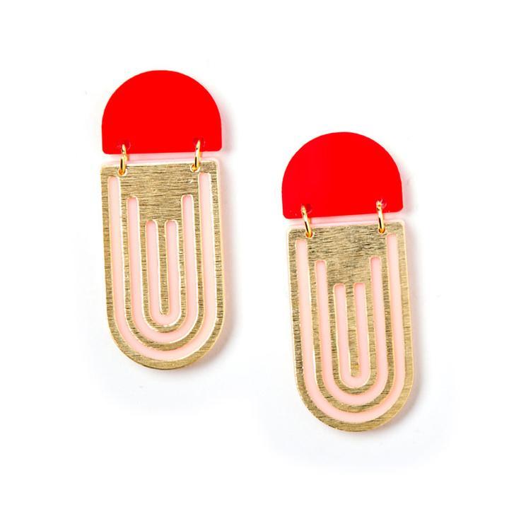 MARTHA JEAN Empire Earrings - Red/Pink Earrings - Zabecca Living
