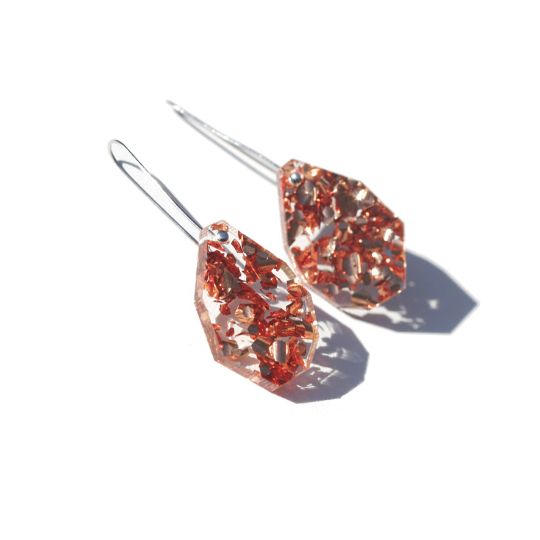 MARTHA JEAN Gem Drop Earrings - Rose Copper Earrings - Zabecca Living