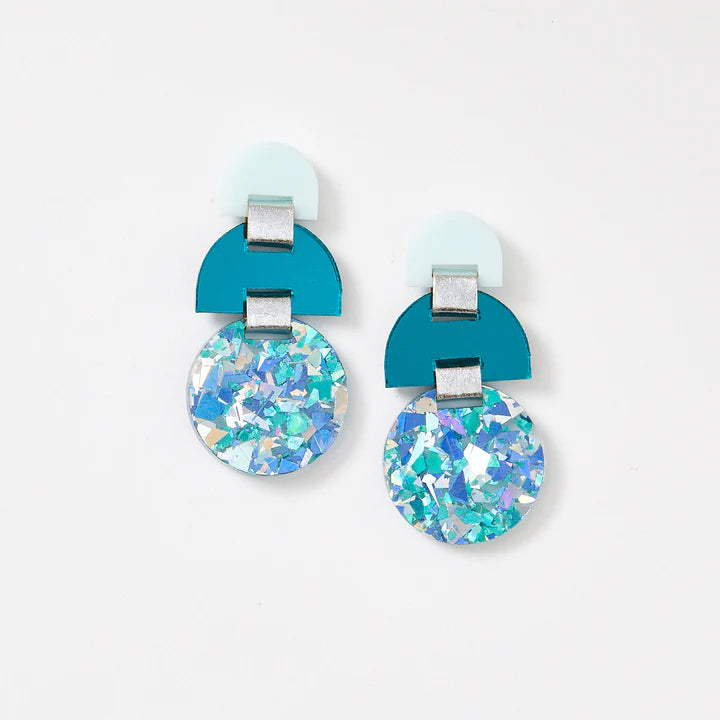 MARTHA JEAN Half Moon Earrings - Aqua Earrings - Zabecca Living