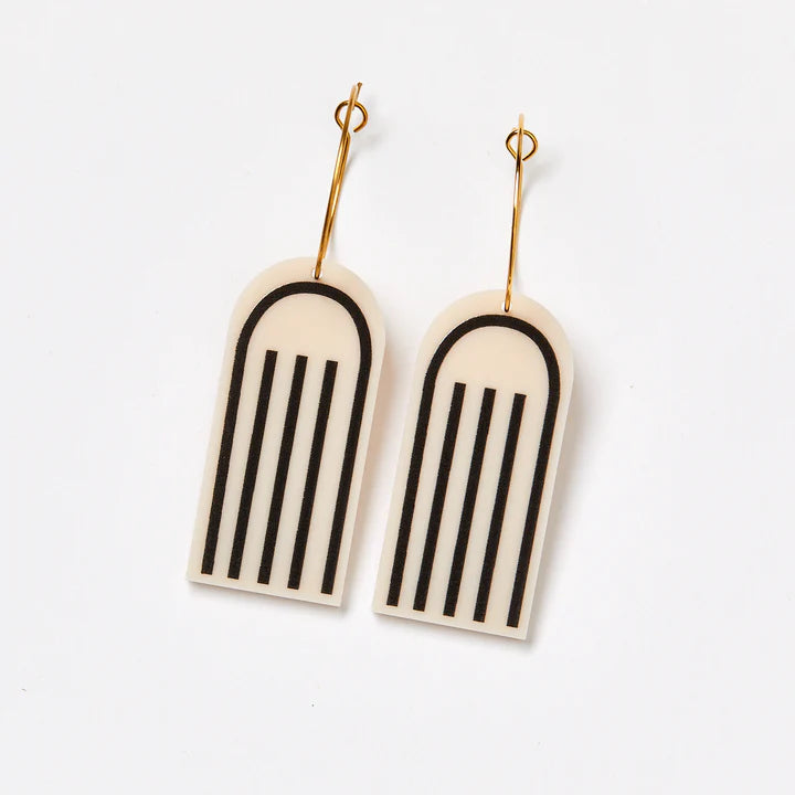 MARTHA JEAN Inez Earrings - Hot Pink/Beige Earrings - Zabecca Living