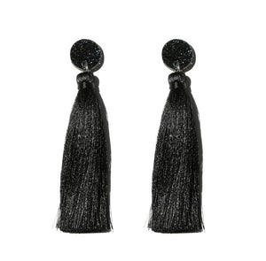 MARTHA JEAN Luscious Tassel Earrings Earrings BLACK / BLACK - Zabecca Living