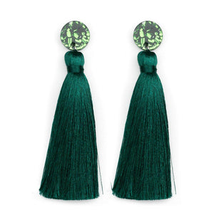 MARTHA JEAN Luscious Tassel Earrings Earrings GREEN / GREEN - Zabecca Living