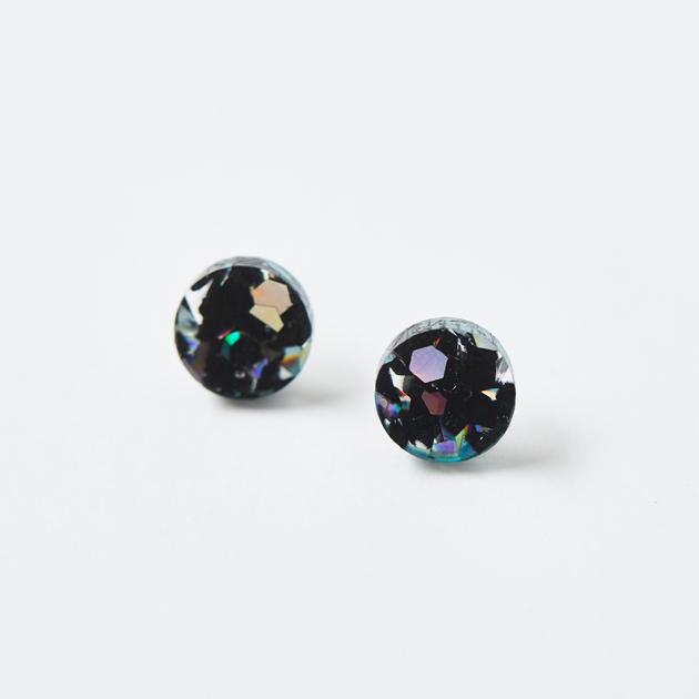 MARTHA JEAN Mini Circle Stud Earrings - Black Cosmos Earrings - Zabecca Living