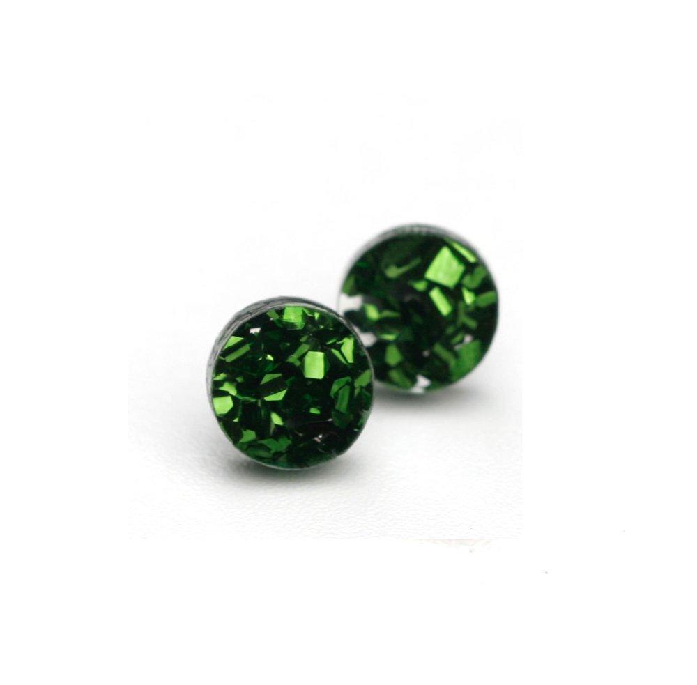 MARTHA JEAN Mini Circle Stud Earrings - Glitter Green Earrings - Zabecca Living