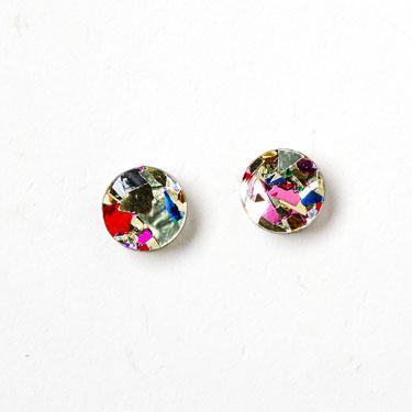 MARTHA JEAN Mini Circle Stud Earrings - Gold/Confetti Earrings - Zabecca Living