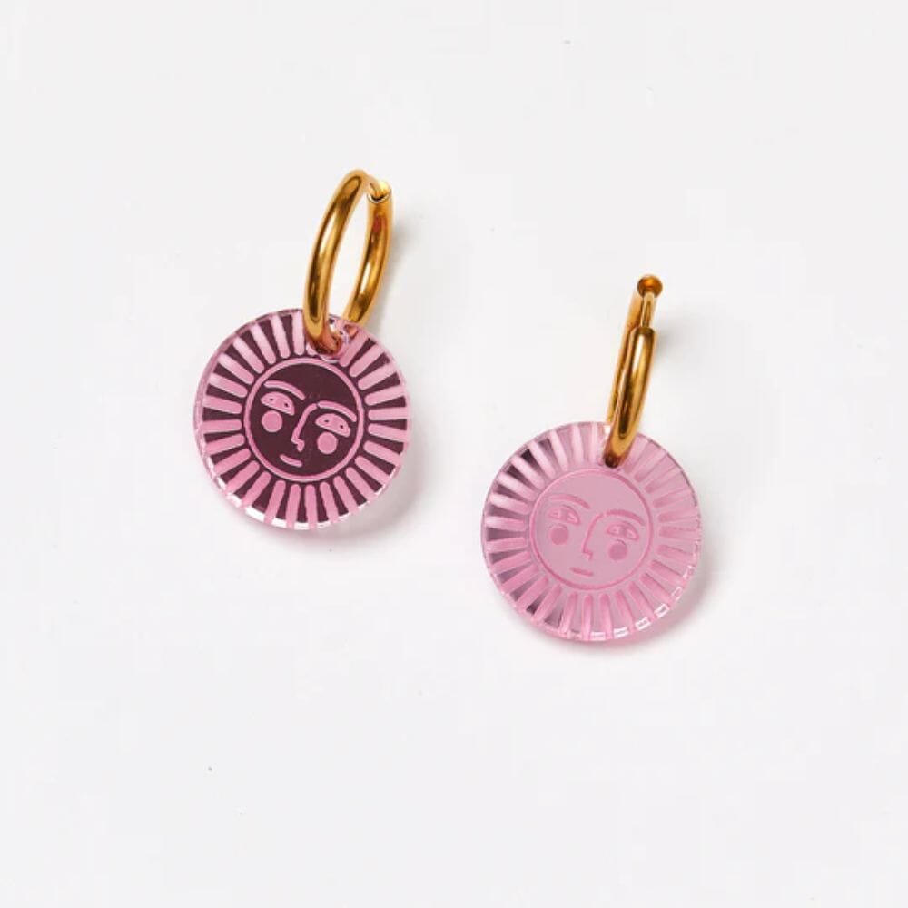 MARTHA JEAN Mini Venus Earrings - Pink Mirror Earrings - Zabecca Living