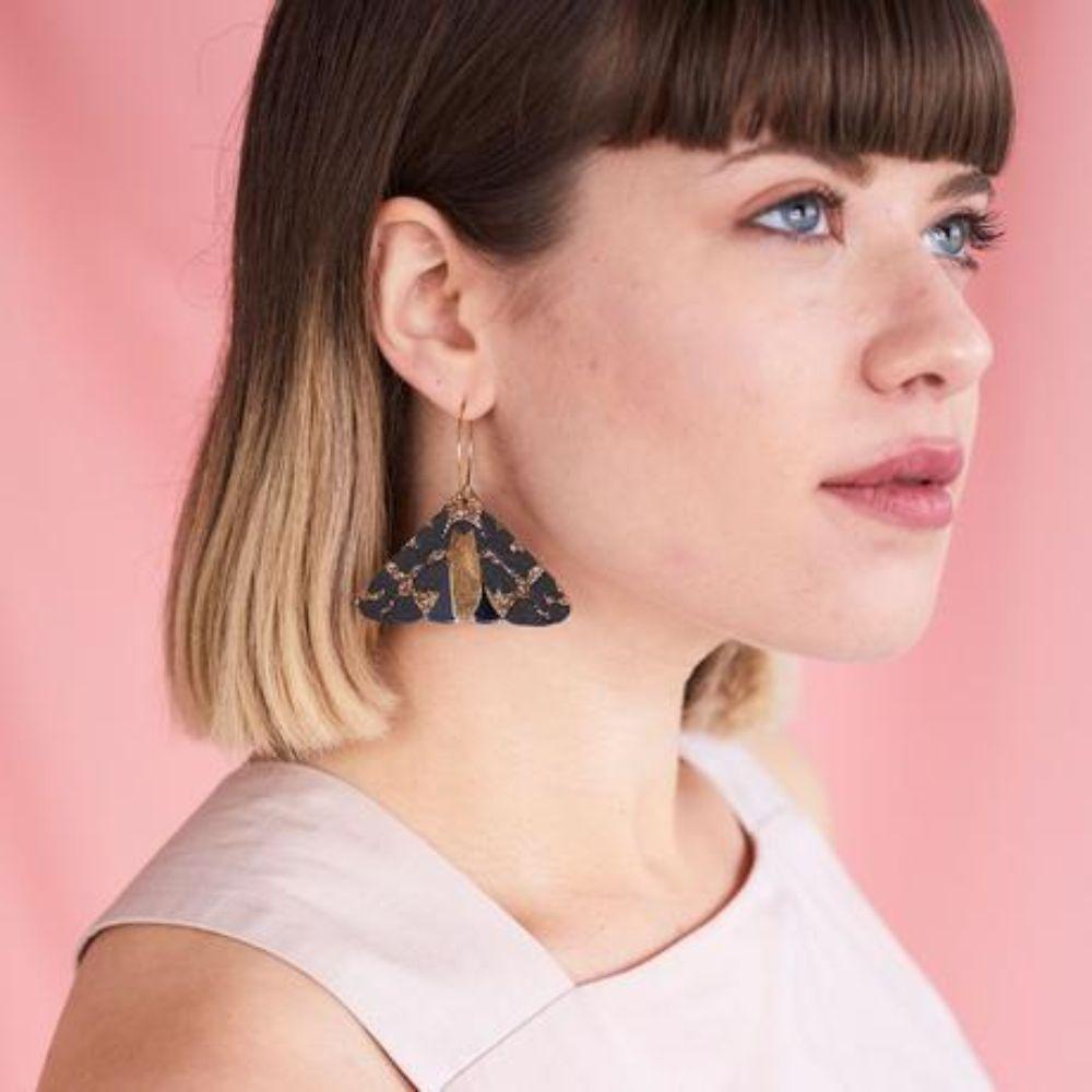 MARTHA JEAN Moth Earrings - Gold Earrings - Zabecca Living