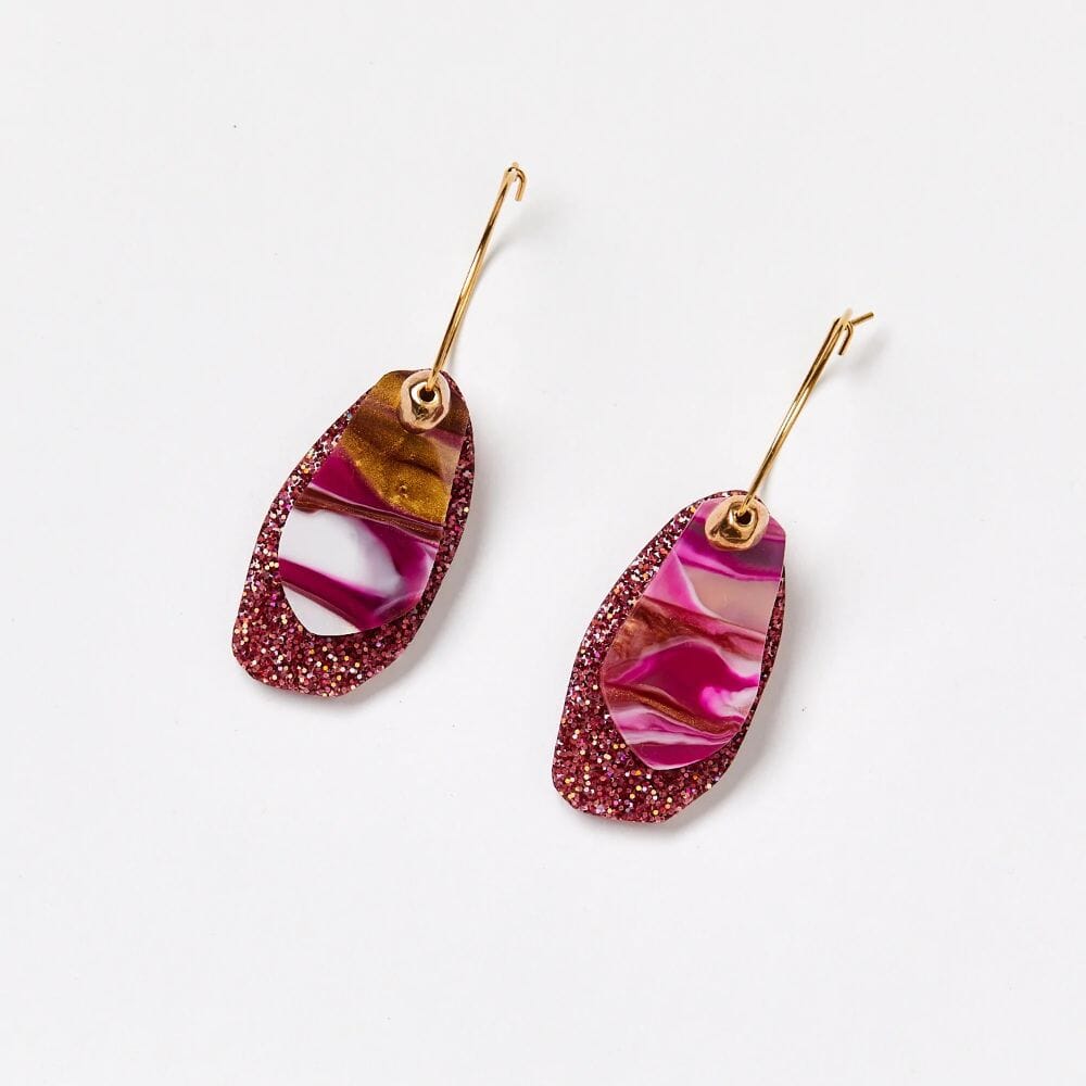 MARTHA JEAN Pebble Earrings - Red Velvet Earrings - Zabecca Living