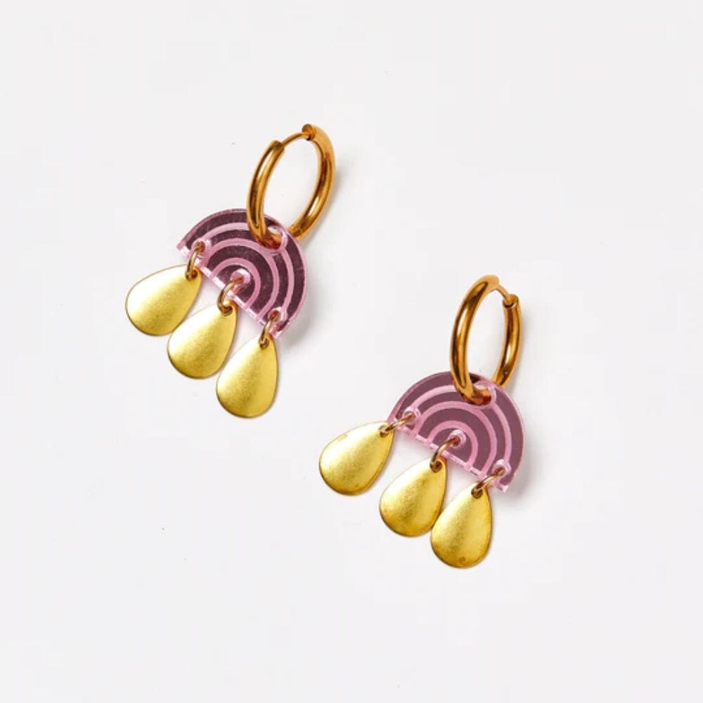 MARTHA JEAN Rainy Earrings - Pink Mirror Earrings - Zabecca Living