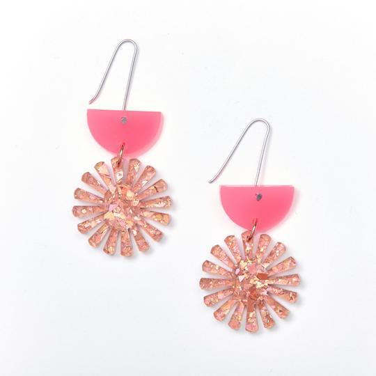 MARTHA JEAN Star Drop Earrings - Neon Pink Earrings - Zabecca Living