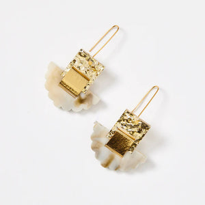 MATHA JEAN Frill Earrings - Gold/Marble Earrings - Zabecca Living