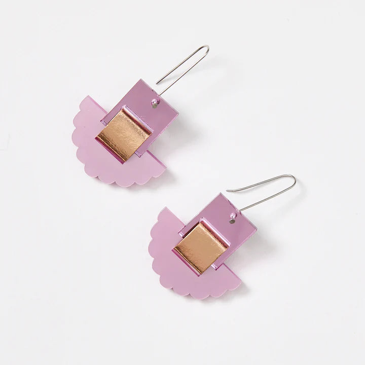 MATHA JEAN Frill Earrings - Mirror Lilac/Pearl Lilac Earrings - Zabecca Living