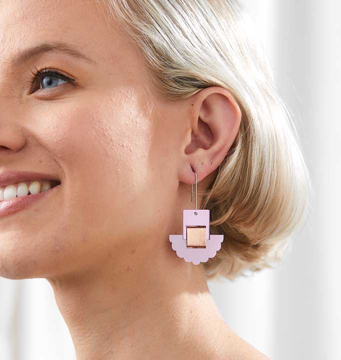 MATHA JEAN Frill Earrings - Mirror Lilac/Pearl Lilac Earrings - Zabecca Living