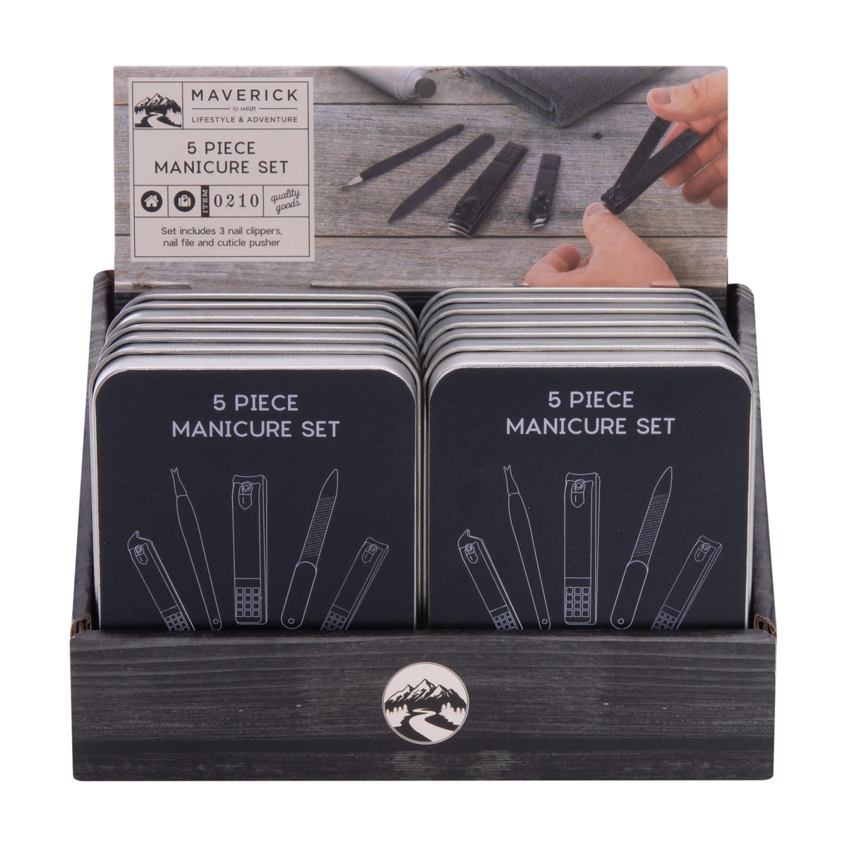 MAVERICK 5 PC Manicure Set - Black Mens Grooming - Zabecca Living