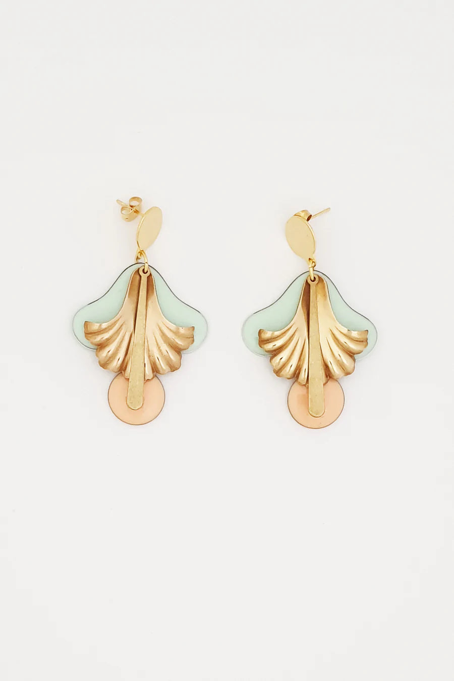 MIDDLE CHILD Furling Earrings - Honeydew/Peach Earrings - Zabecca Living