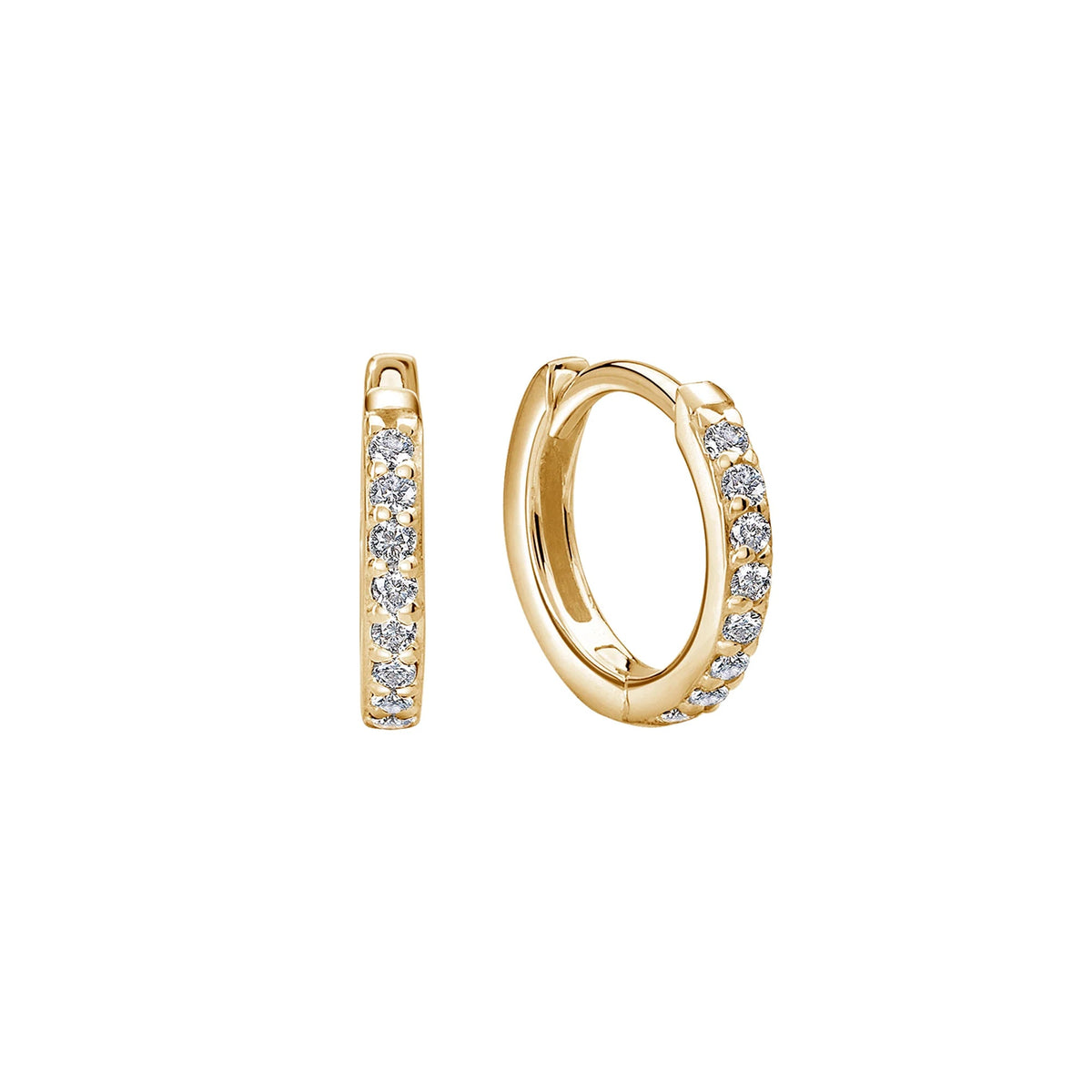MURKANI 11mm Huggies White Topaz - 18KT Yellow Gold Plate Earrings - Zabecca Living