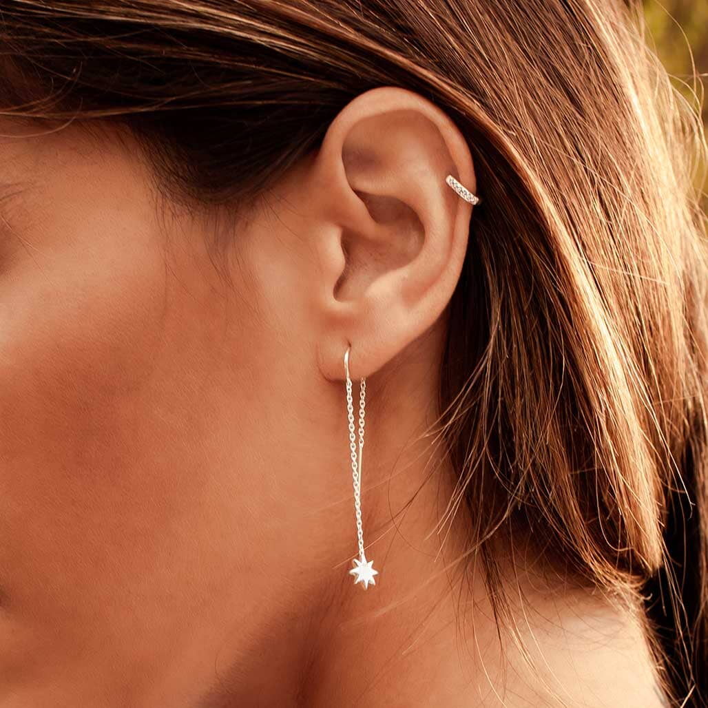 MURKANI 9mm Huggies White Topaz - Sterling Silver Earrings - Zabecca Living