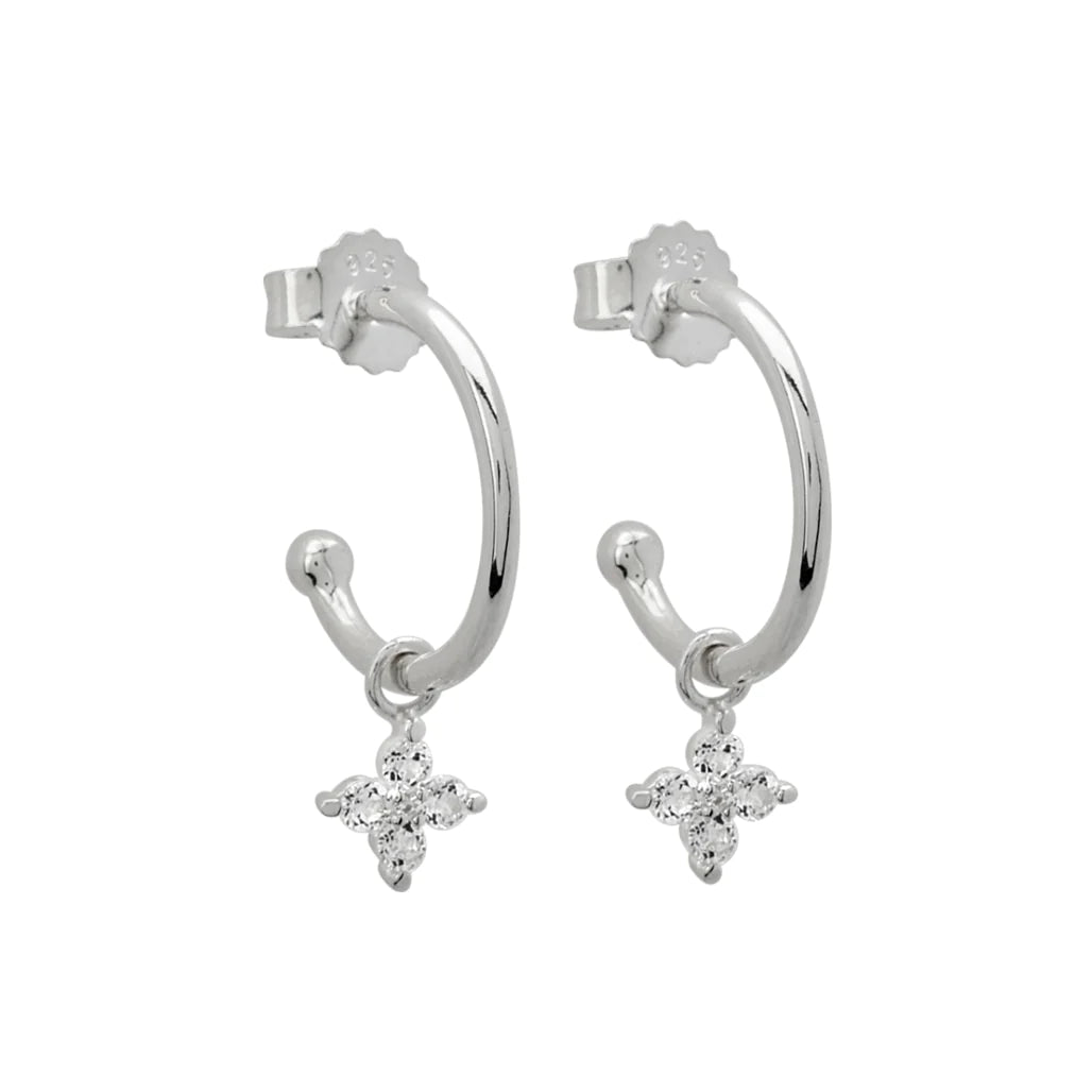 MURKANI Clover Hoop White Topaz - Sterling SIlver Earrings - Zabecca Living