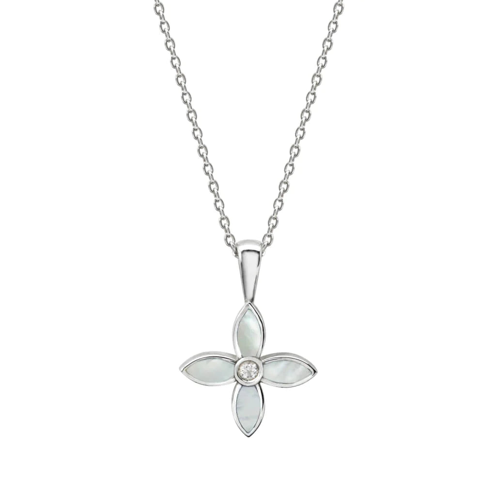 MURKANI Floral Necklace with MOP - Sterling Silver Necklace - Zabecca Living