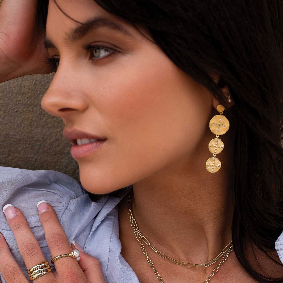 MURKANI Halcyon Hanging Earrings - 18KT Gold Plate Earrings - Zabecca Living