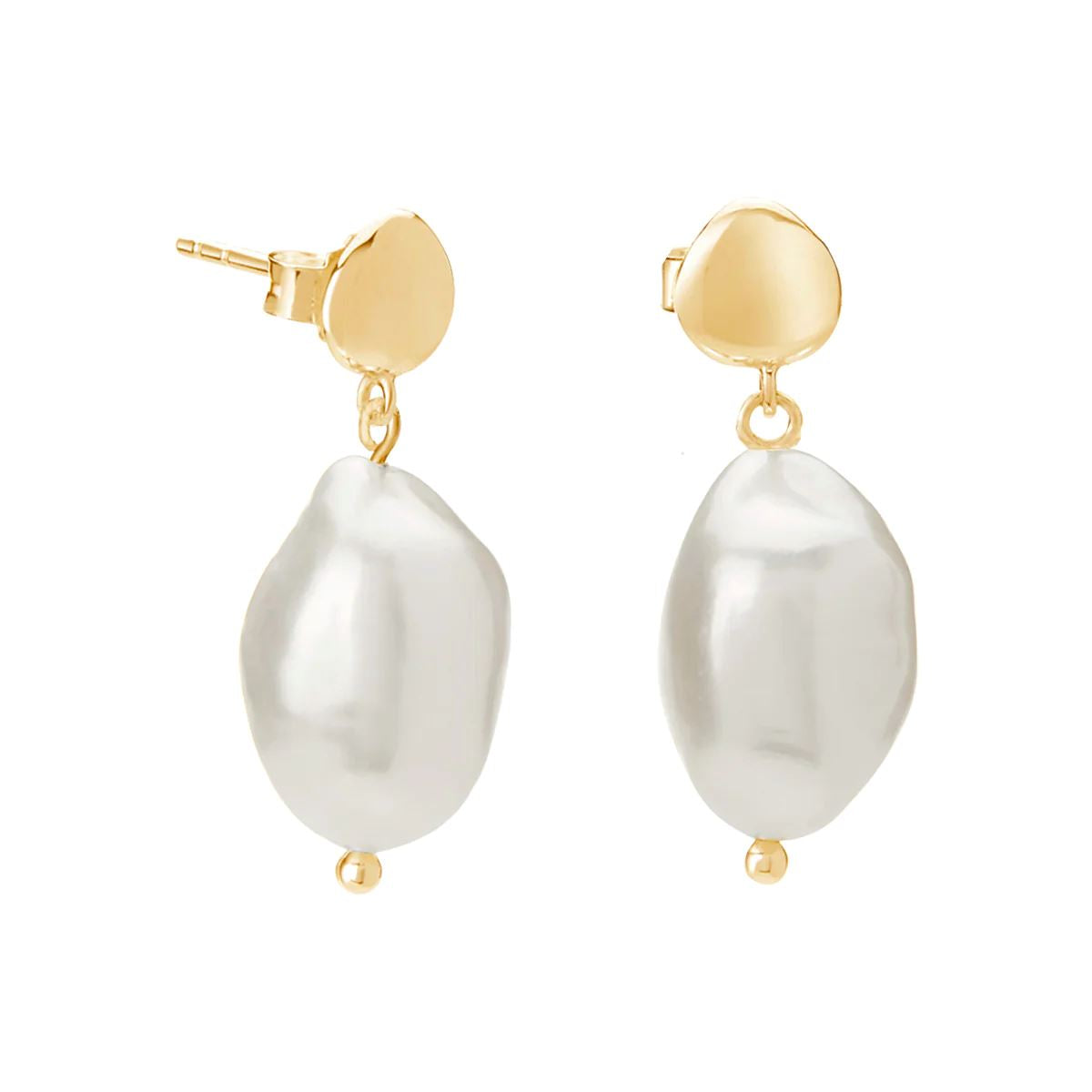 MURKANI Halcyon Small Pearl Earrings - 18KT Gold Plate Earrings - Zabecca Living