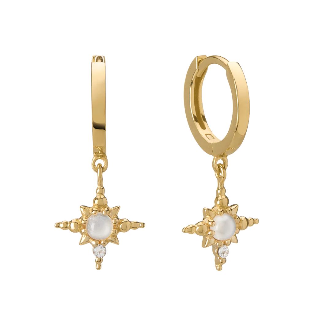 MURKANI Hanging Star Huggies - 18KT Gold Plate Earrings - Zabecca Living