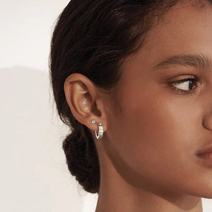 MURKANI Octagonal Huggies White Topaz - Sterling Silver Earrings - Zabecca Living