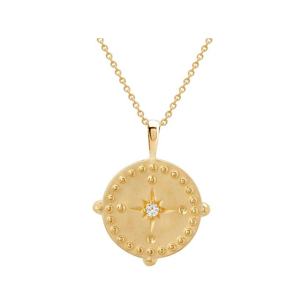 MURKANI Pendant Disc Necklace - 18KT Yellow Gold Plate Necklace - Zabecca Living