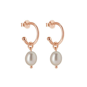 MURKANI Petite Small Hoop Earrings with Pearl drop - Rose Gold Plate Earrings - Zabecca Living