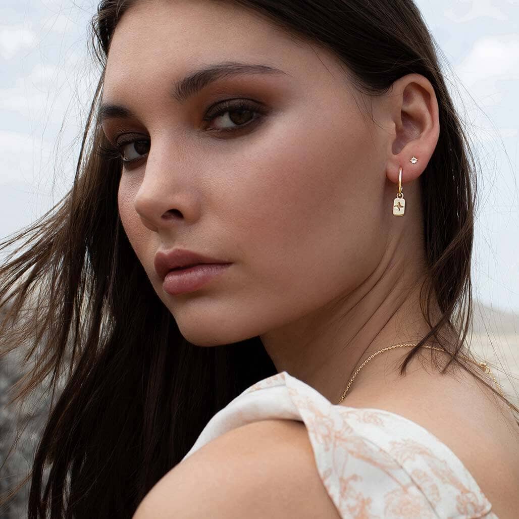 MURKANI Rectangle Earrings - 18kt Yellow Gold Plate Earrings - Zabecca Living