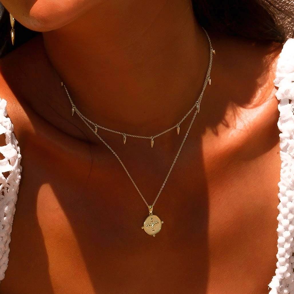 MURKANI Sahara Medallion Necklace - 18KT Gold Plate Necklace - Zabecca Living