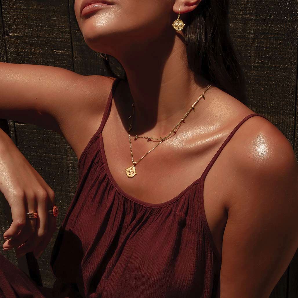 MURKANI Sahara Medallion Necklace - 18KT Gold Plate Necklace - Zabecca Living