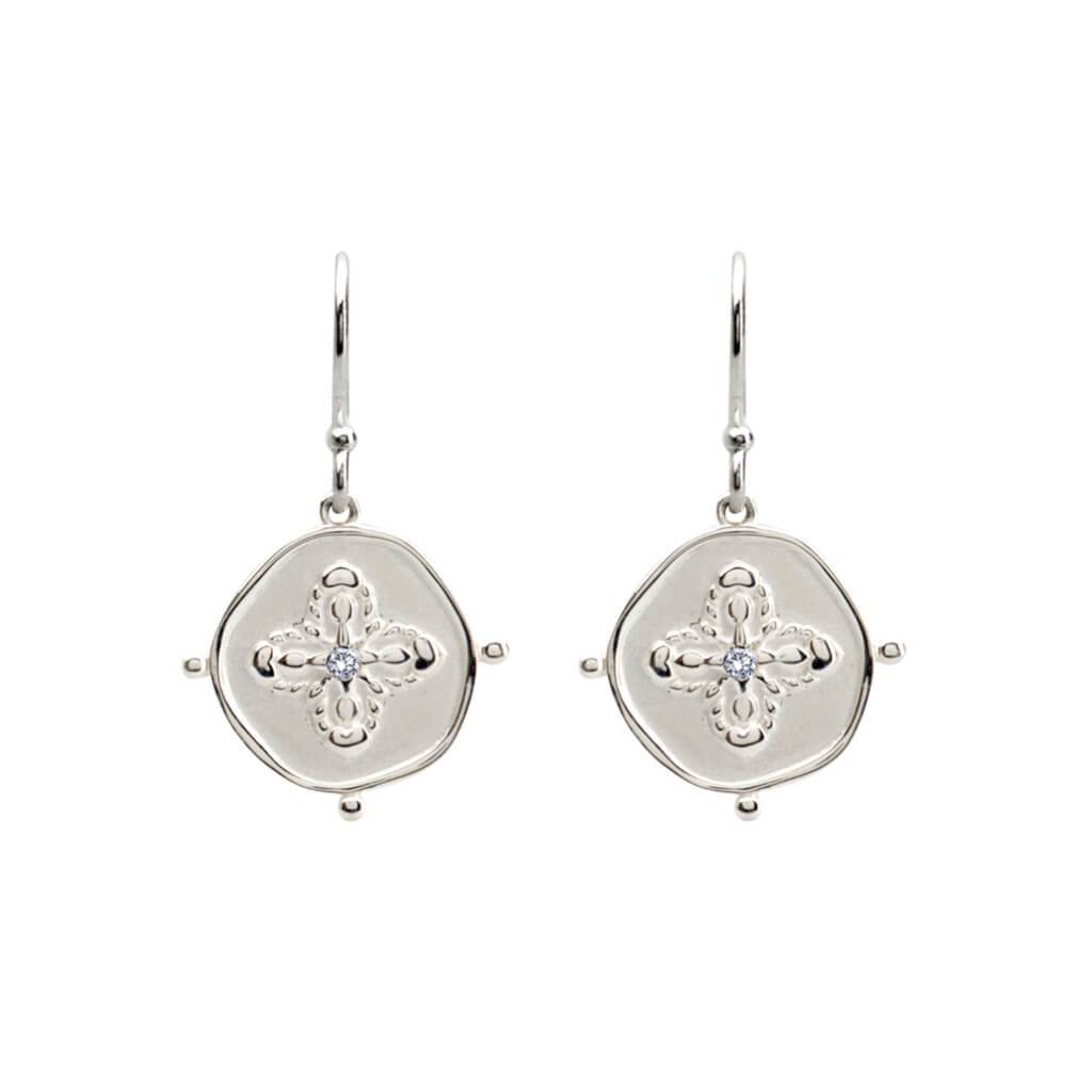 MURKANI Sahara Small Earrings with White Topaz Stone - Sterling Silver Earrings - Zabecca Living