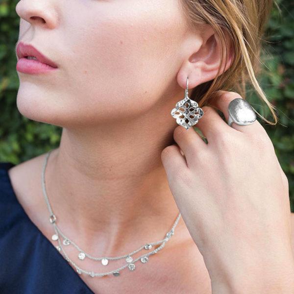 MURKANI Thai Princess Drop Earrings - Sterling Silver Earrings - Zabecca Living