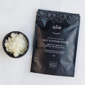 OLIEVE & OLIE Salt & Sugar Scrub Pouch 250g Exfoliating - Zabecca Living