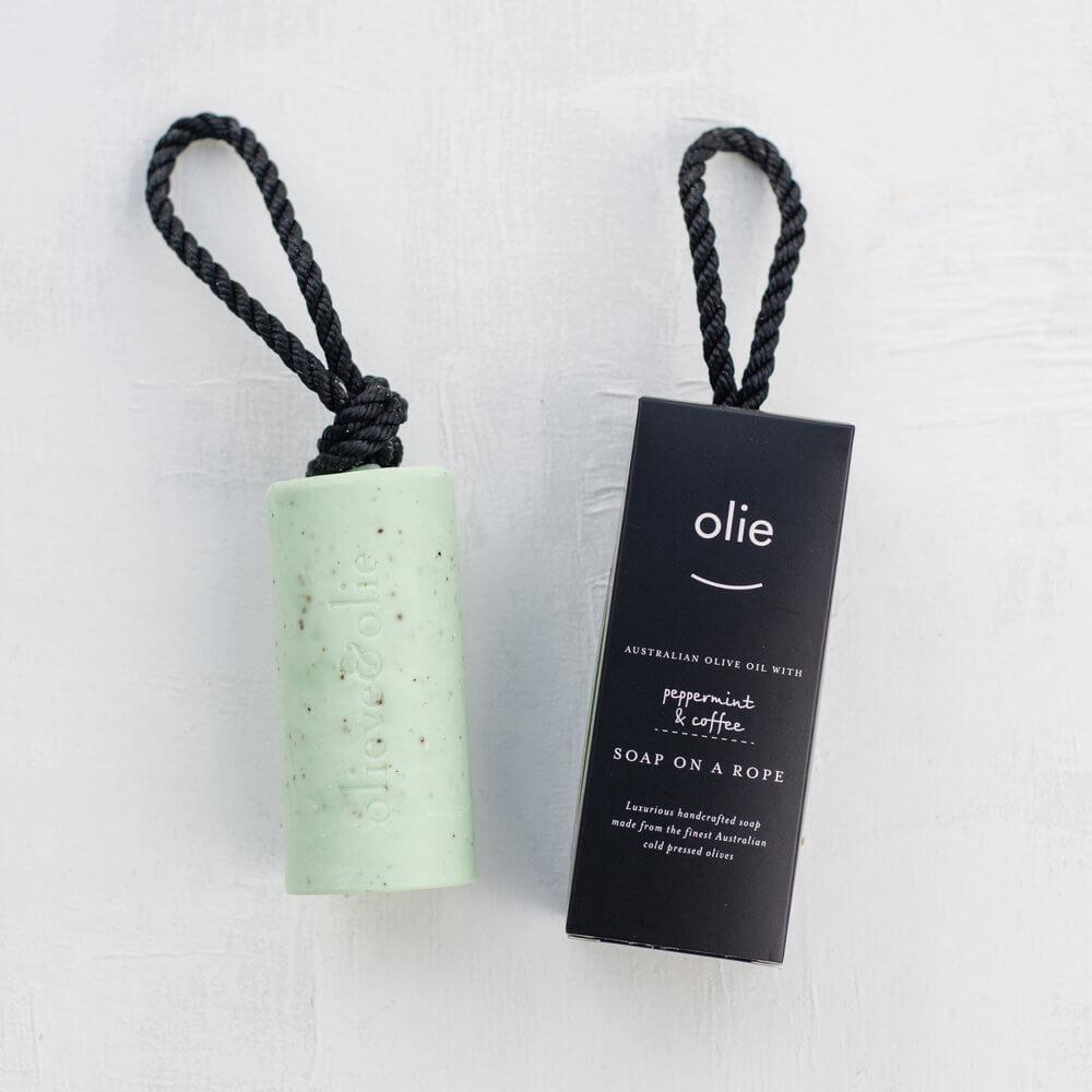 OLIEVE &amp; OLIE Soap on a Rope - Peppermint &amp; Coffee 250g SOAP - Zabecca Living