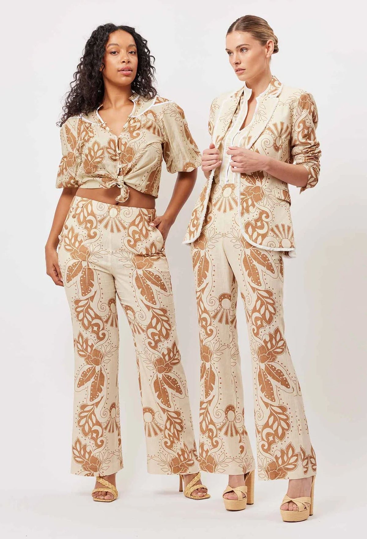 ONCE WAS Flores Linen Viscose Flared Pant - Arena Del Sol PANTS - Zabecca Living