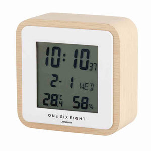 ONE SIX EIGHT LONDON Digital Square Wooden Alarm Clock CLOCK - Zabecca Living