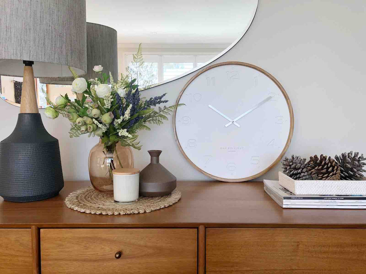 ONE SIX EIGHT LONDON Freya Silent Wall Clock 35cms - White CLOCK - Zabecca Living
