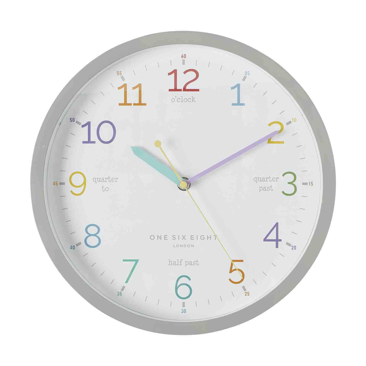 ONE SIX EIGHT LONDON Learn the Time Clock - 30cm Grey CLOCK - Zabecca Living