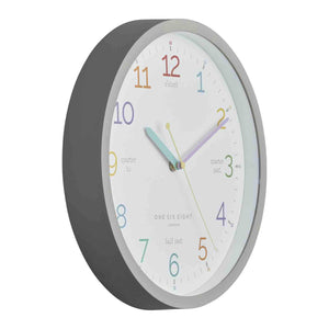 ONE SIX EIGHT LONDON Learn the Time Clock - 30cm Grey CLOCK - Zabecca Living