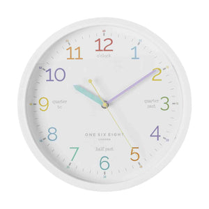 ONE SIX EIGHT LONDON Learn the Time Silent Wall Clock 30cm - White CLOCK - Zabecca Living