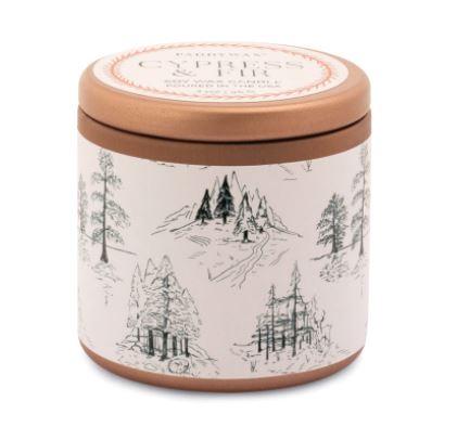 PADDYWAX Holiday 3oz Cypress Fir Tin Candle - White/Green CANDLE - Zabecca Living