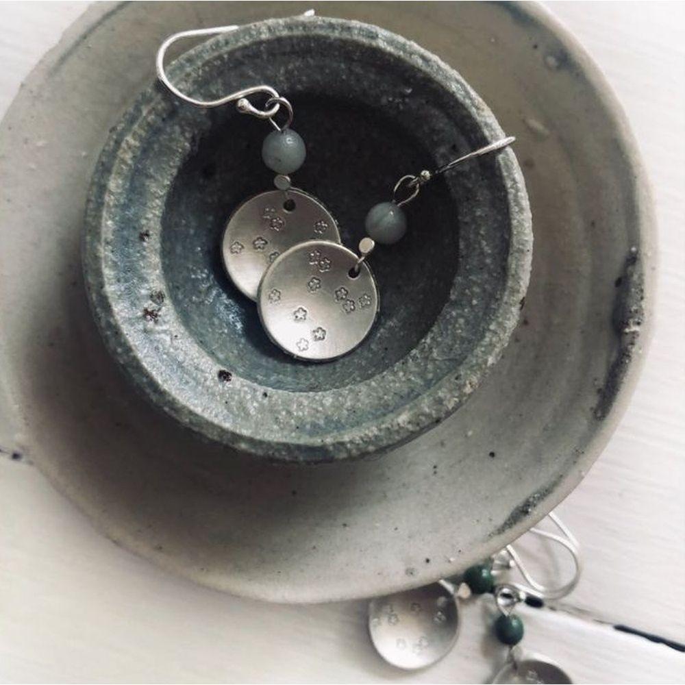 PAIRD Seafoam Bead Stamped Earrings Earrings - Zabecca Living