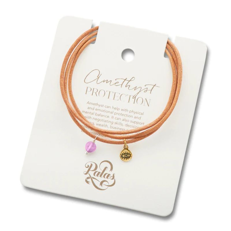 PALAS Amethyst Protection Gem Wrap BRACELET - Zabecca Living