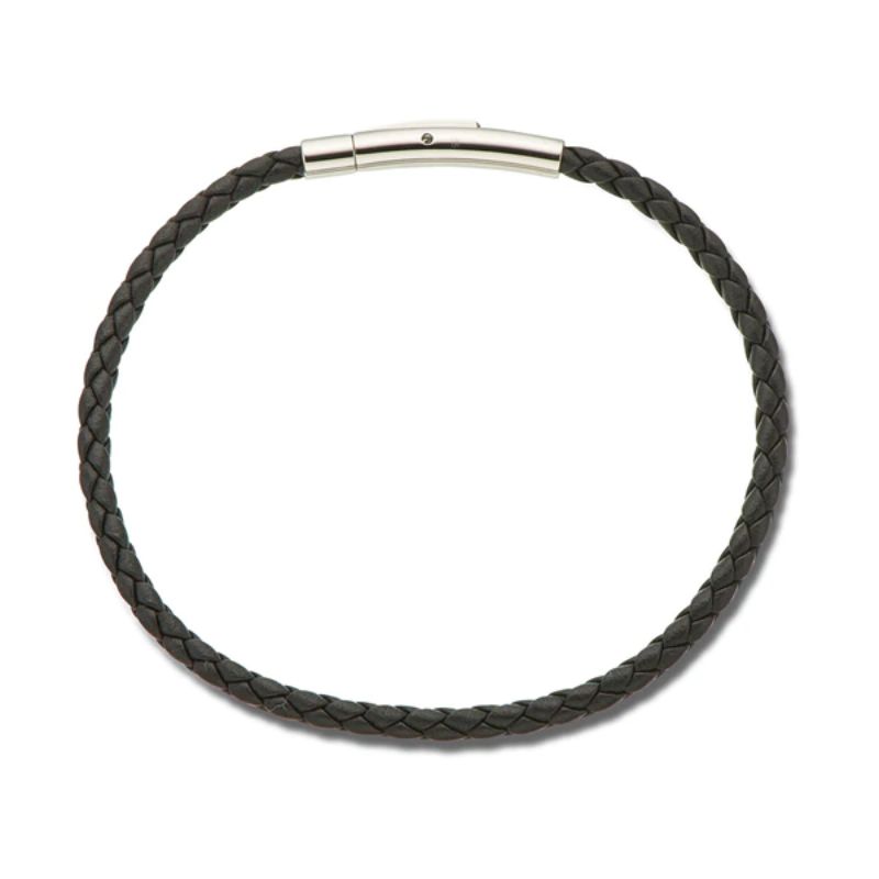 PALAS Fine Leather Plaited Wrap Bracelet 19cm - Black BRACELET - Zabecca Living