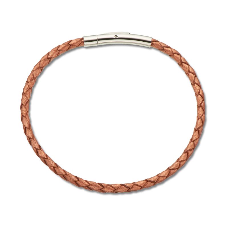 PALAS Fine Leather Plaited Wrap Bracelet 19cm - Copper BRACELET - Zabecca Living