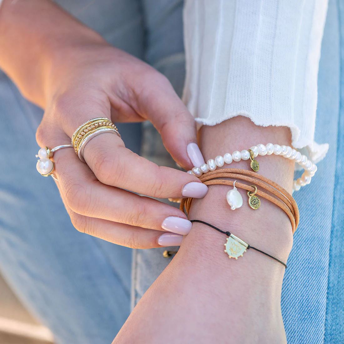 PALAS Pearl Protection Gem Wrap BRACELET - Zabecca Living