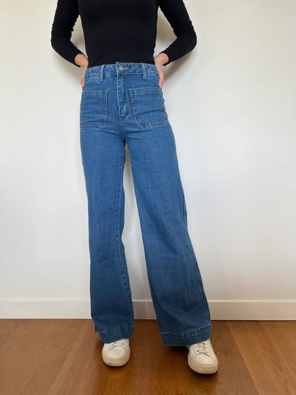 PAPER HEART Flare Denim Jeans - Mid Blue JEANS - Zabecca Living